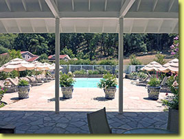 Looking out from the Pool House onto the Pool